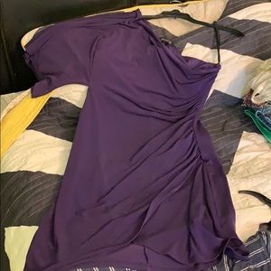 One shoulder dress with bell sleeve